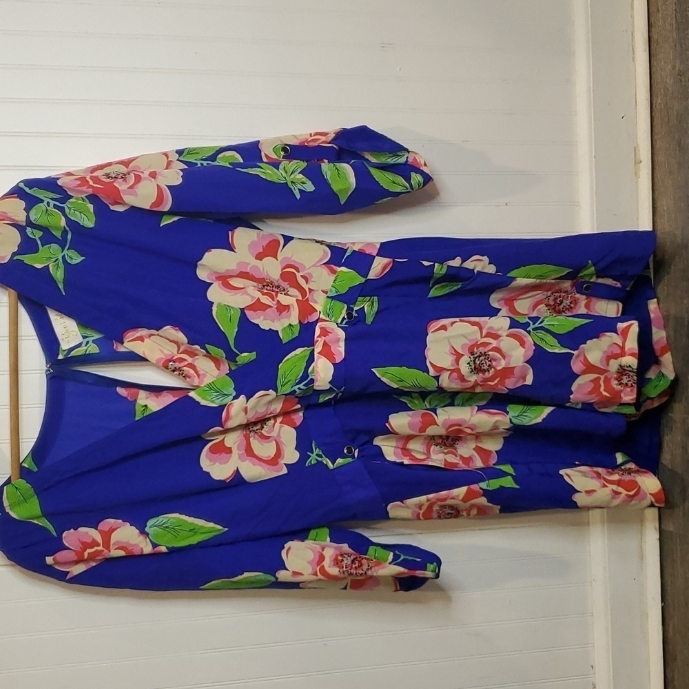 Floral V-Neck Romper in Cobalt Blue